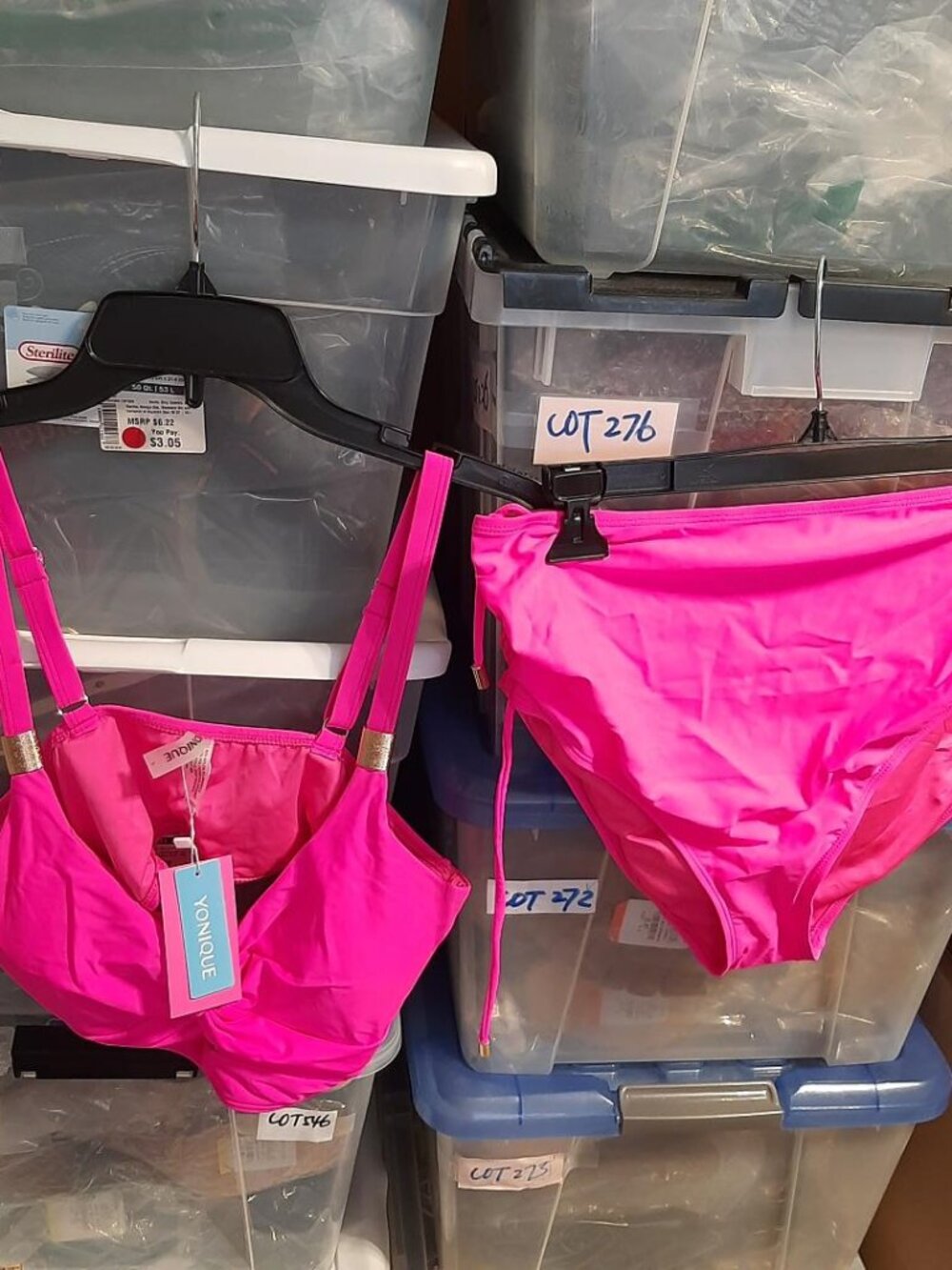 NEW TAG ! Yonique Women Two Pieces Bikini Tummy Control Pink Size L